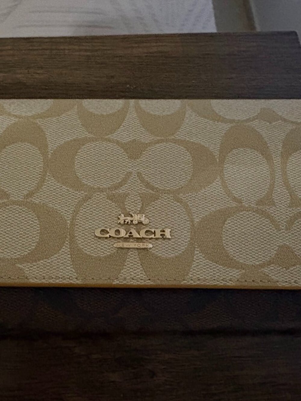 Coach Signature Two-Tone Billfold Wallet - Tan / Khaki